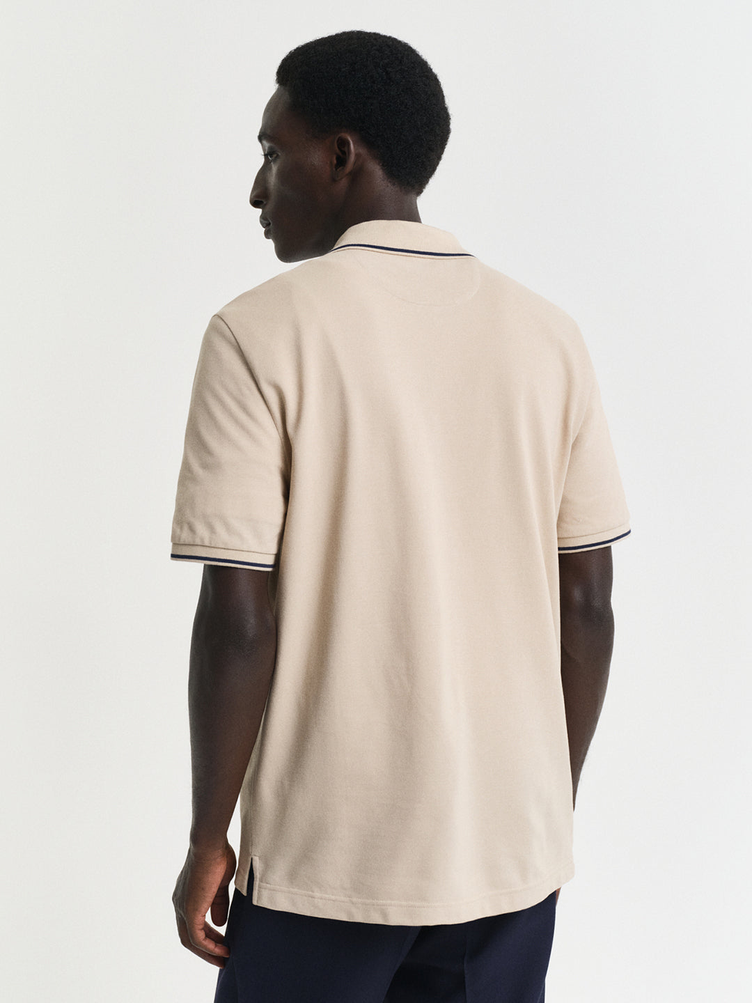 Gant Men Beige Solid Short Sleeves Polo T-Shirt