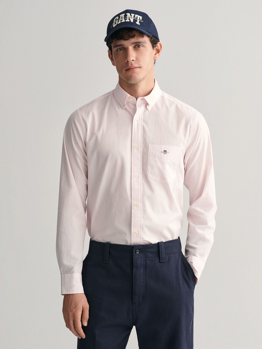 Gant Men Pink Striped Button-Down Collar Full Sleeves Shirt