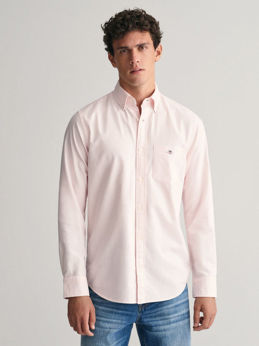 Gant Men Pink Solid Button-Down Collar Full Sleeves Shirt