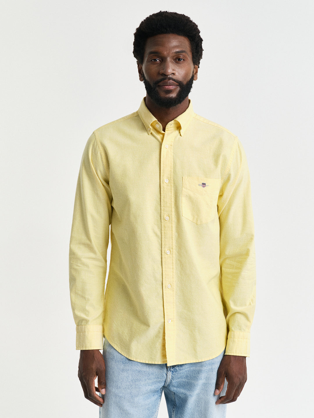 Gant Men Yellow Button-Down Collar Full Sleeves Shirt