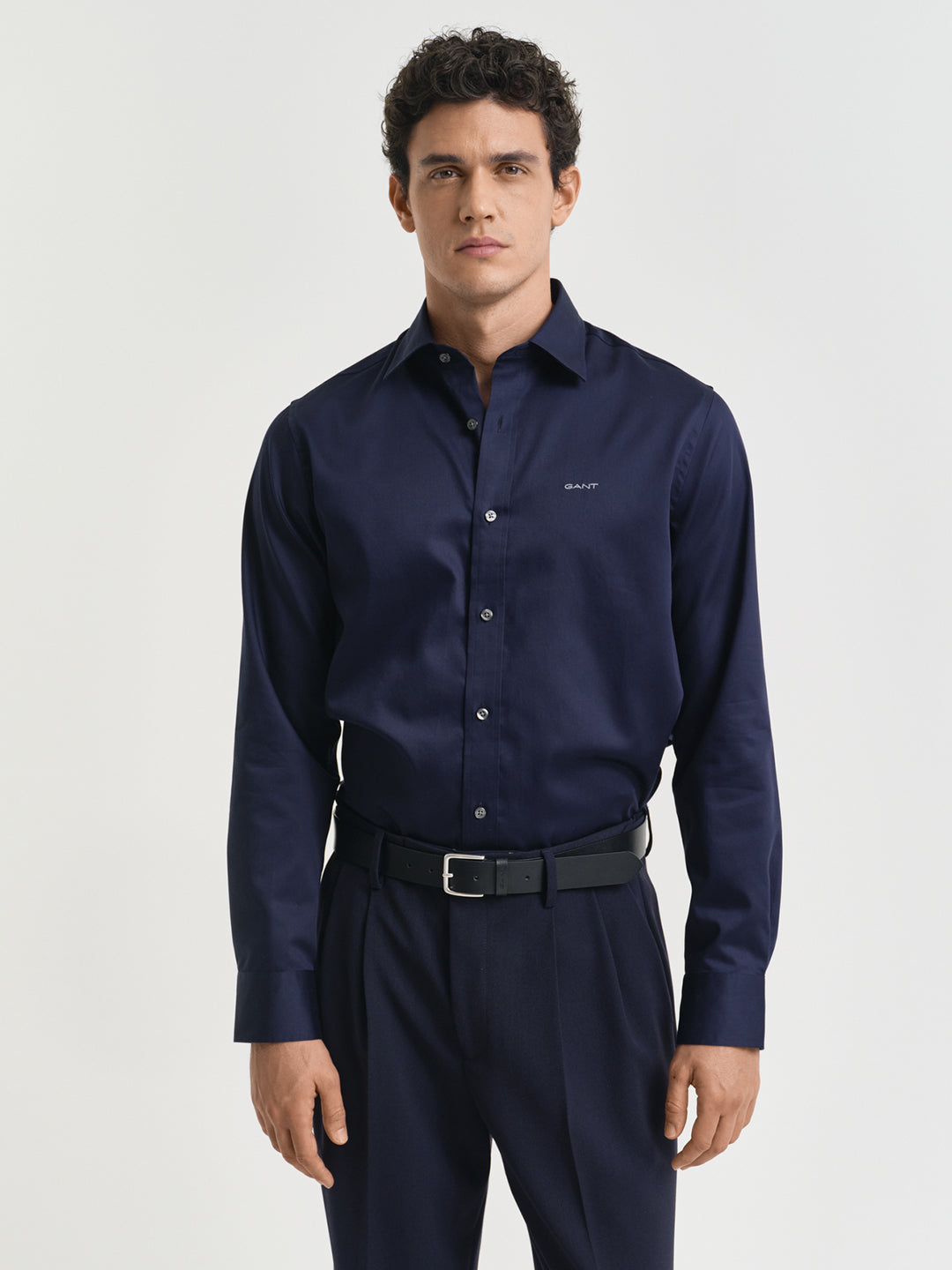 Gant Men Navy Blue Spread Collar Full Sleeves Shirt