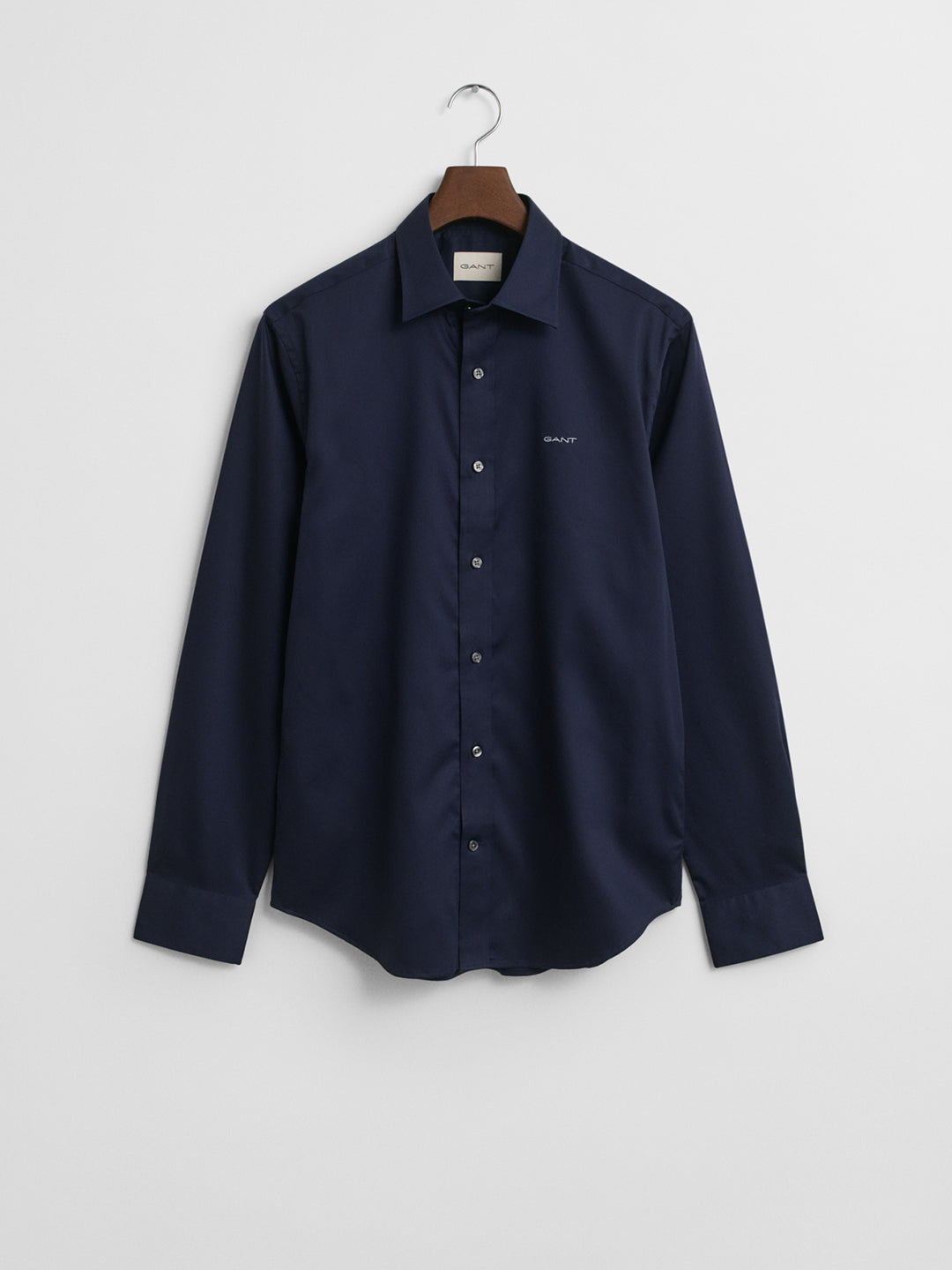 Gant Men Navy Blue Spread Collar Full Sleeves Shirt