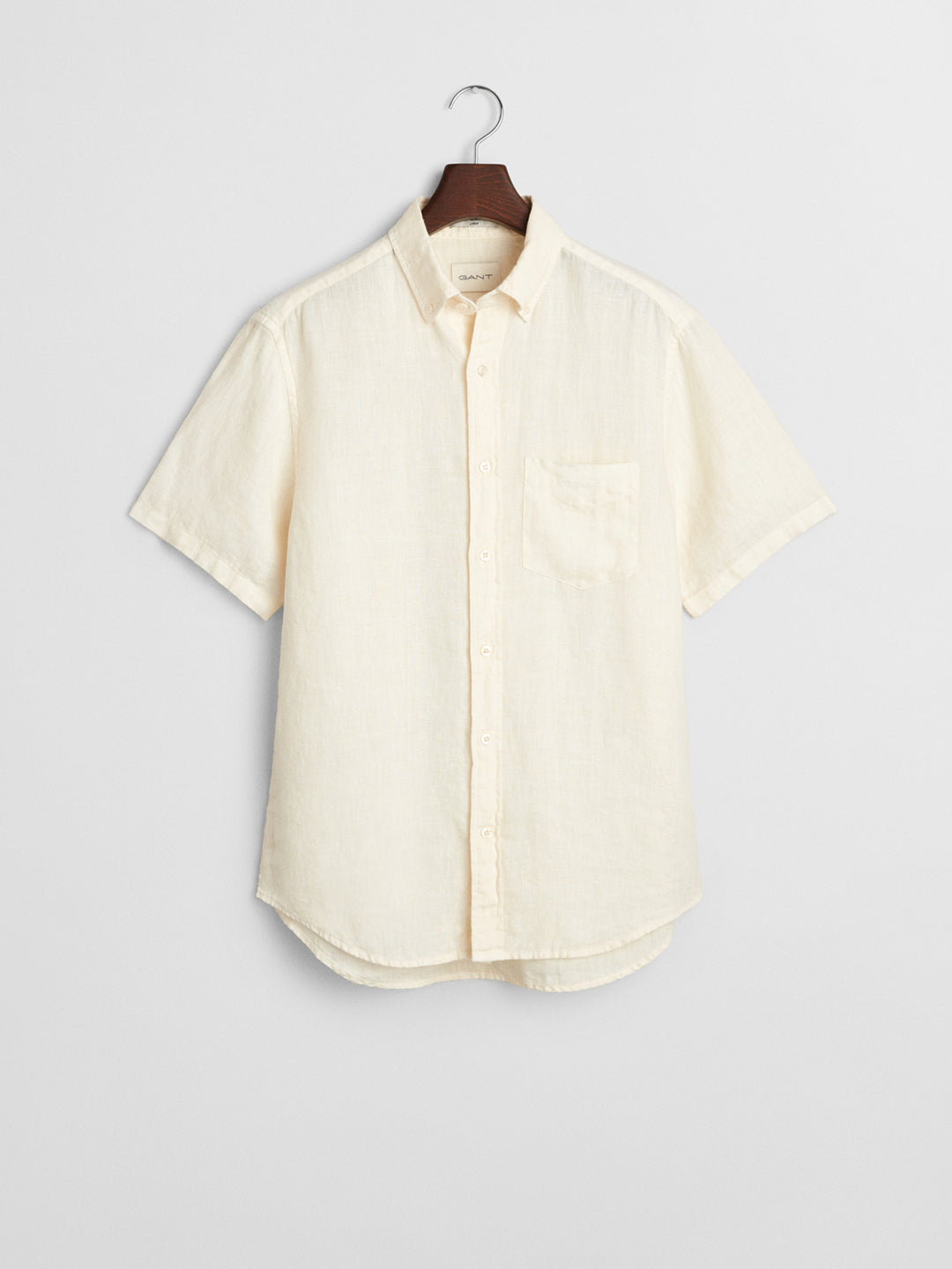 Gant Men Cream Regular Fit Solid Linen Shirt