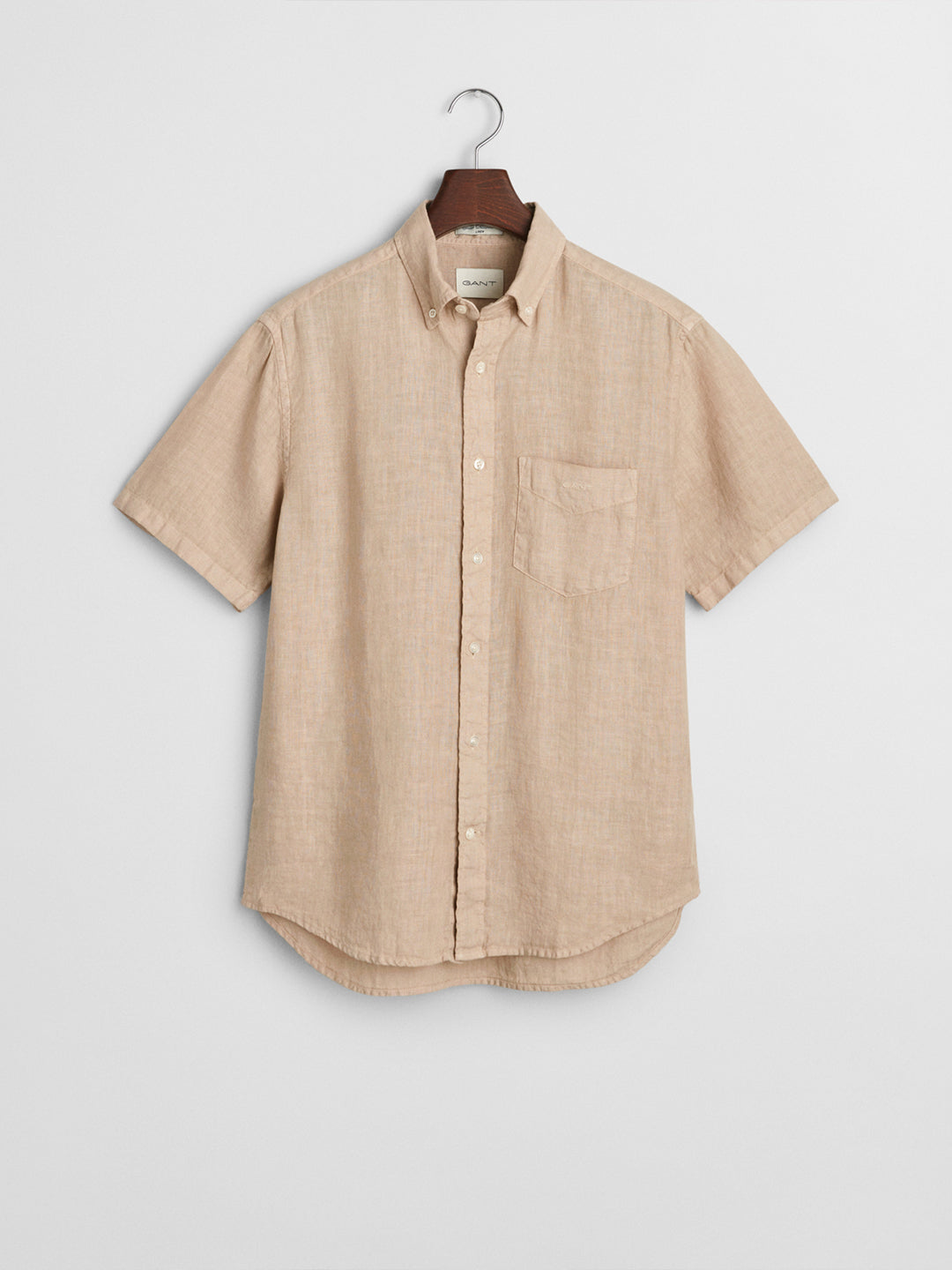 Gant Men Beige Regular Fit Solid Linen Shirt