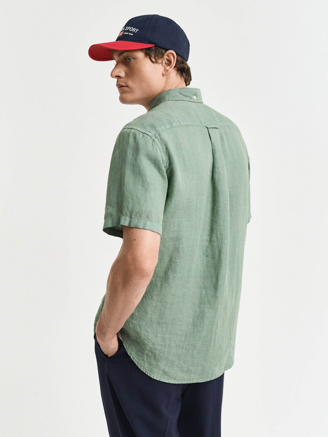 Gant Men Green Button-Down Collar Short Sleeves Shirt