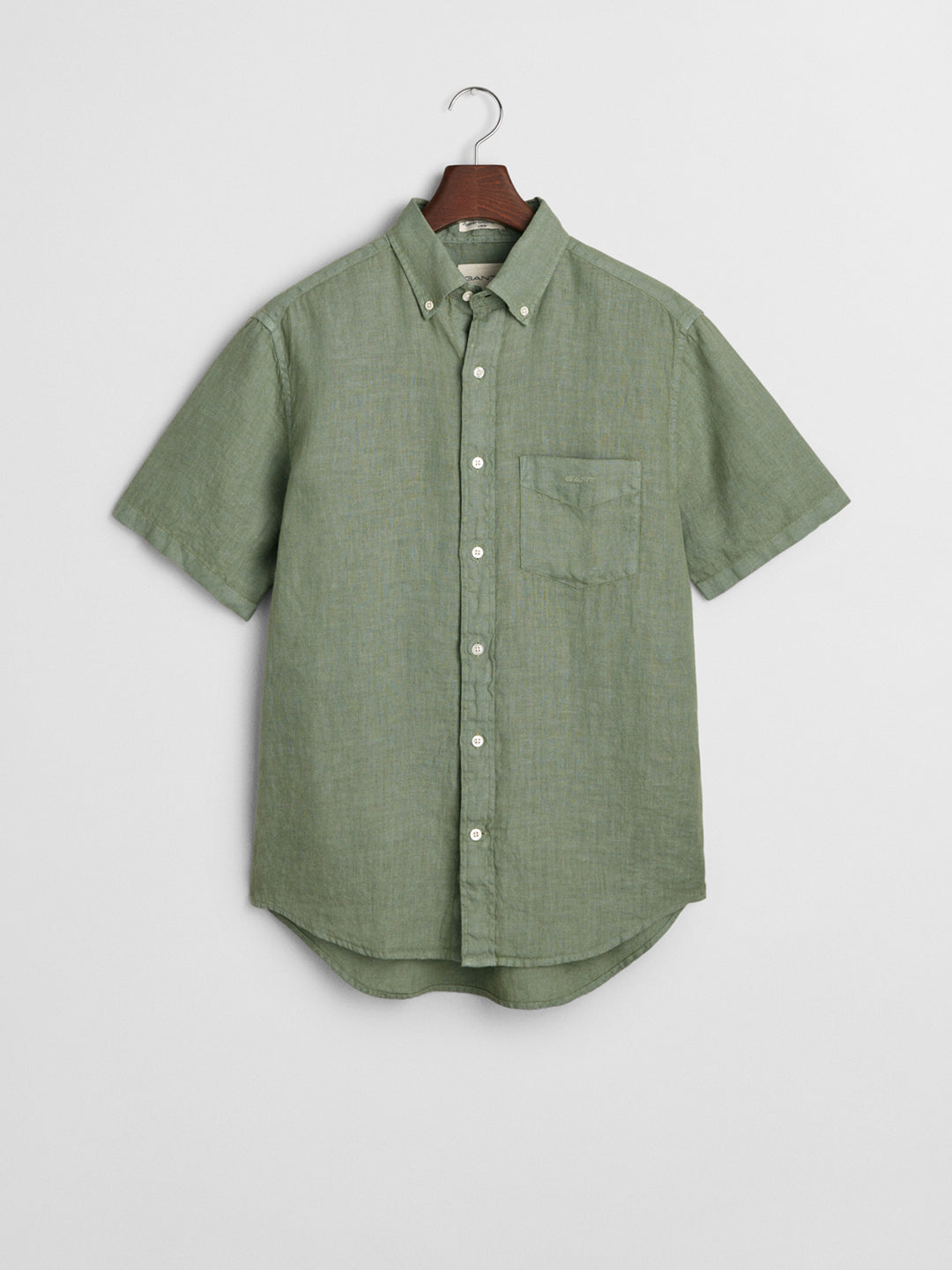 Gant Men Green Button-Down Collar Short Sleeves Shirt