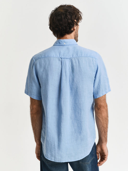 Gant Men Blue Regular Fit Solid Linen Shirt