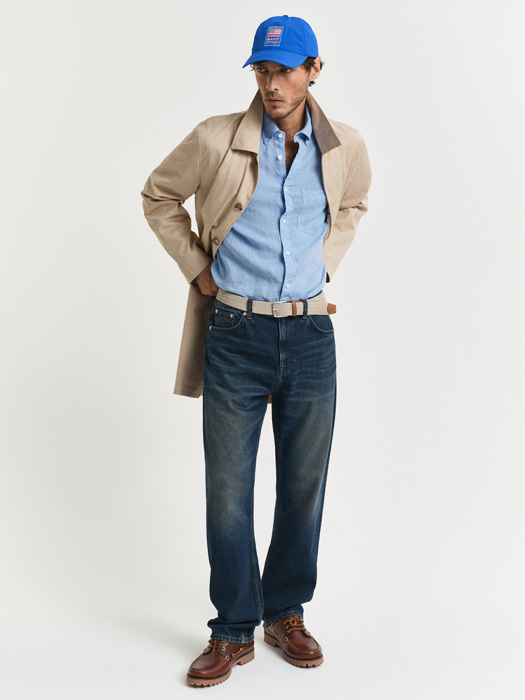 Gant Men Blue Regular Fit Solid Linen Shirt