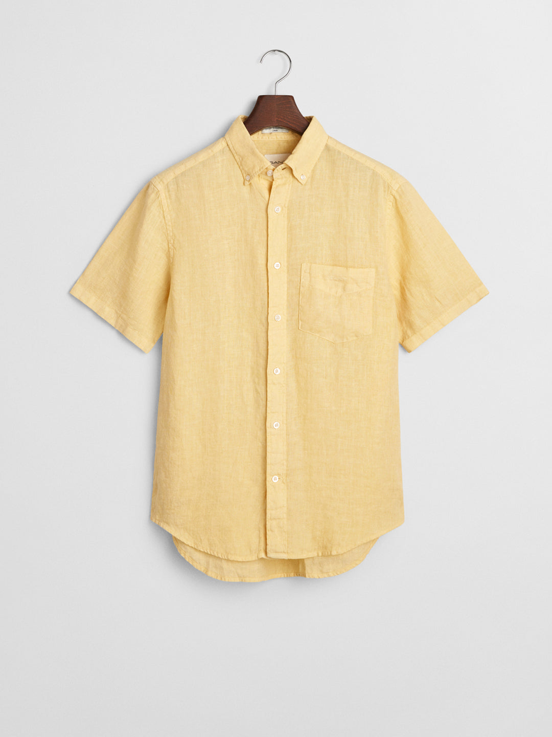 Gant Men Yellow Regular Fit Solid Linen Shirt