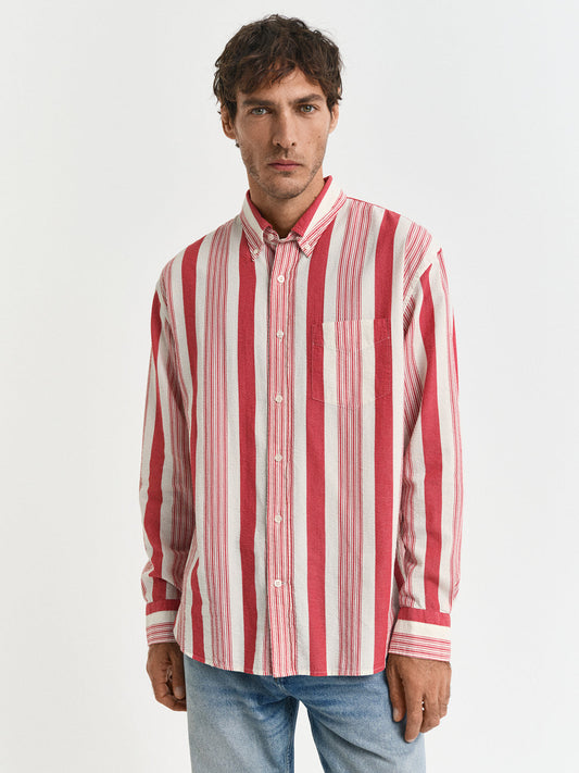 Gant Men Red Button-Down Collar Full Sleeves Shirt