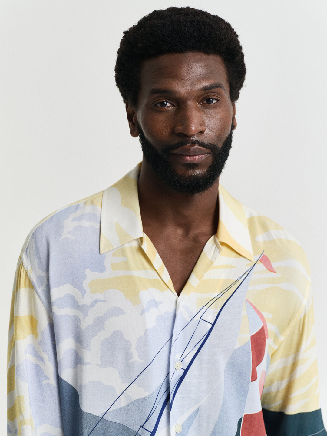 Gant Men Red Cuban Collar Short Sleeves Shirt