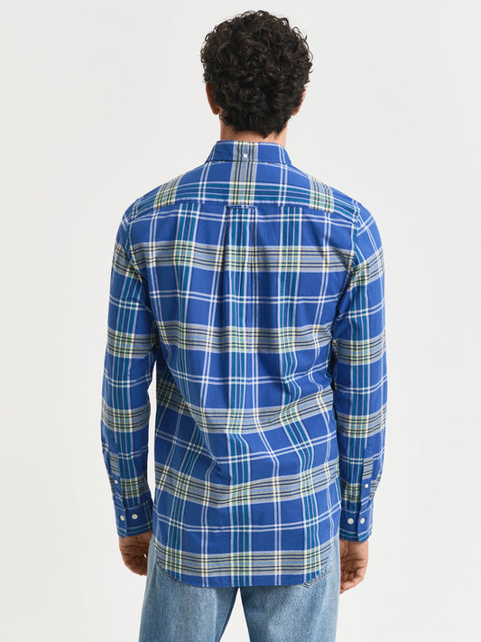 Gant Mens Blue Button Down Collar Full Sleeve Tartan Check Shirt