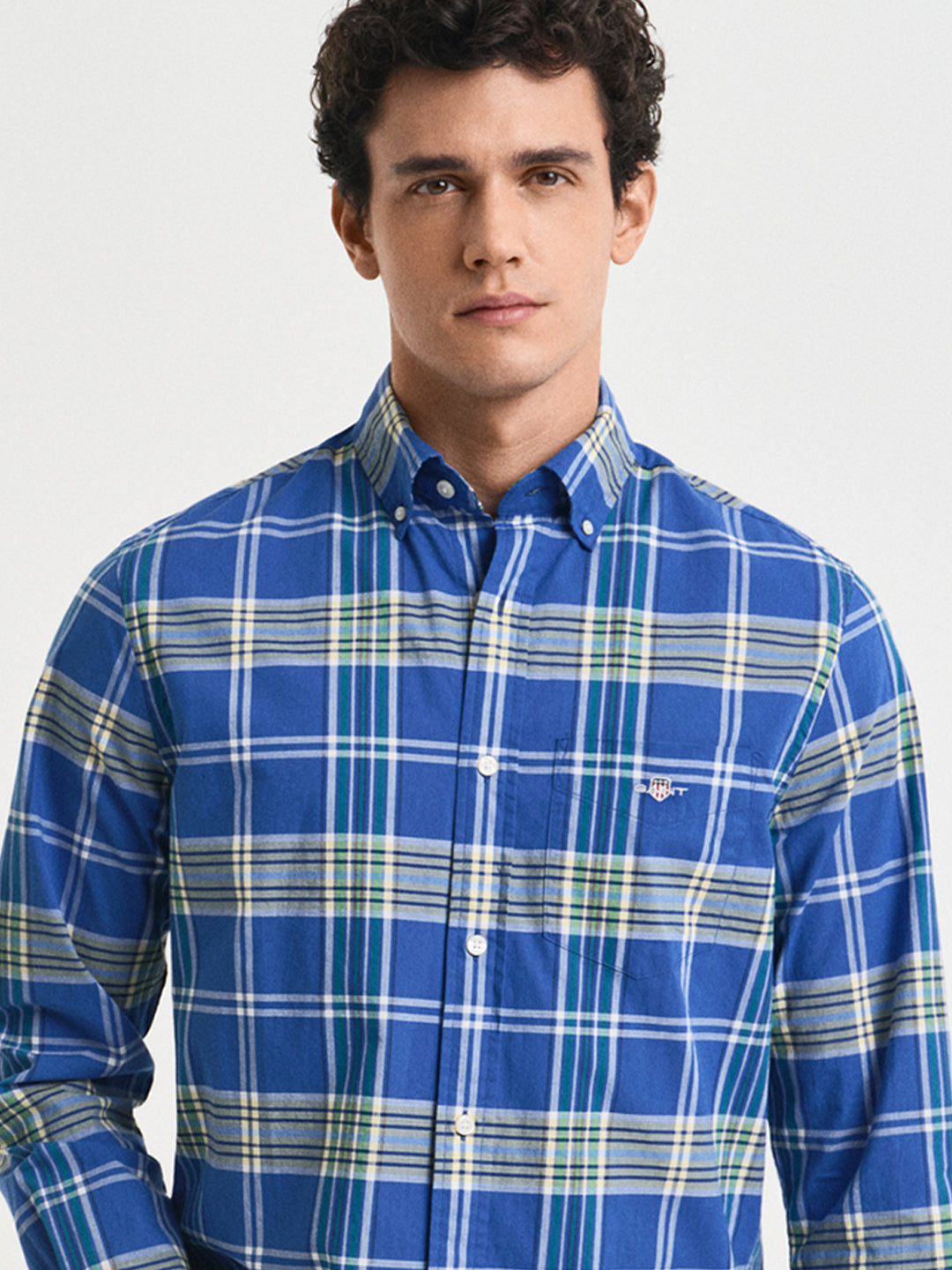 Gant Mens Blue Button Down Collar Full Sleeve Tartan Check Shirt