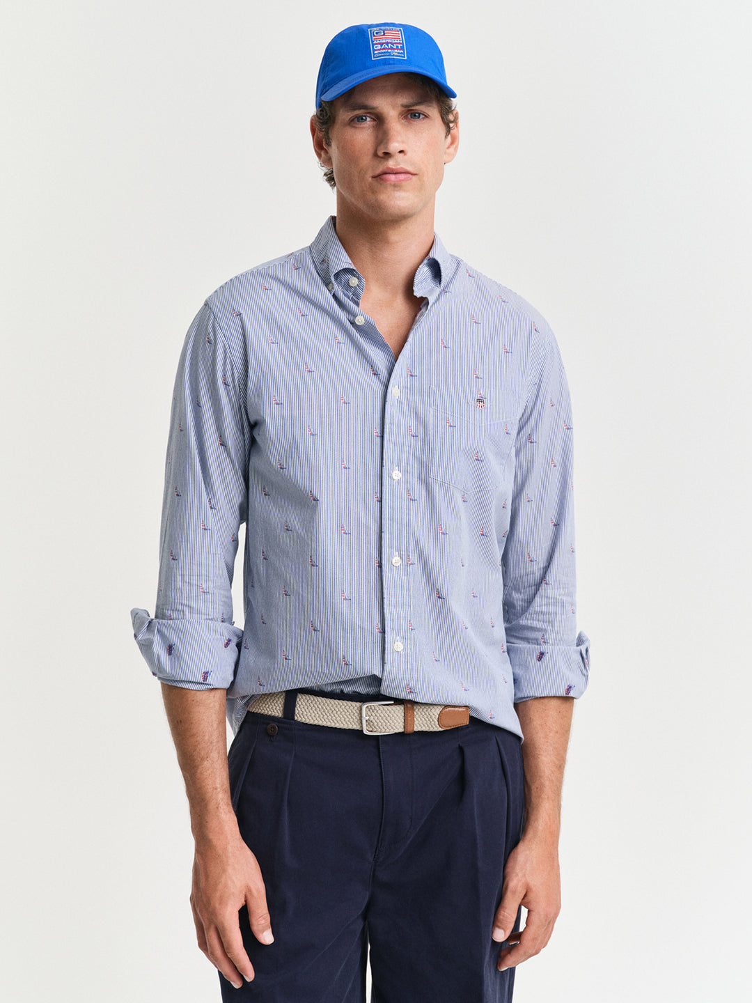 Gant Men Blue Button-Down Collar Full Sleeves Shirt