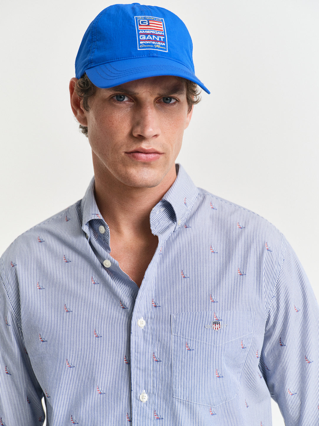 Gant Men Blue Button-Down Collar Full Sleeves Shirt