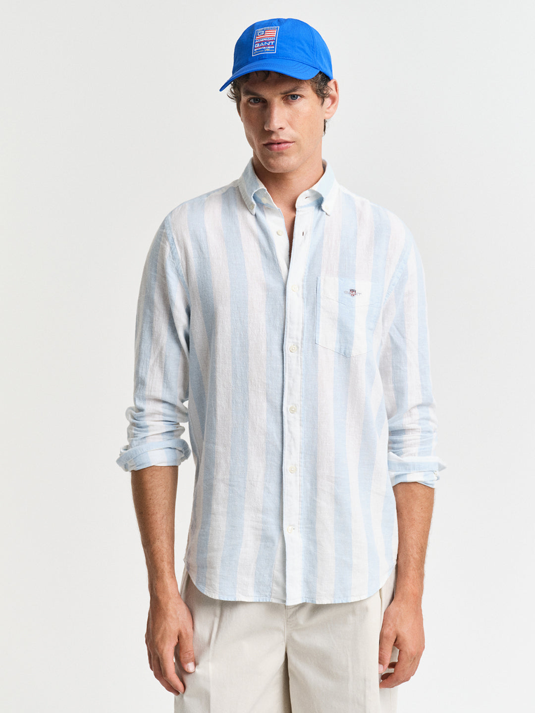 Gant Men Blue Button-Down Collar Full Sleeves Shirt