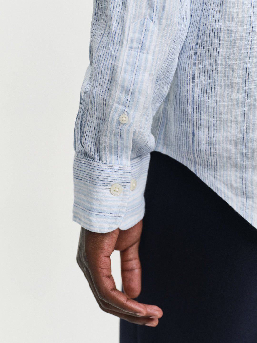 Gant Men Blue Regular Fit Striped Linen Shirt