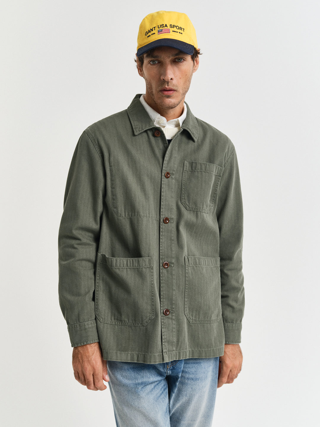 Gant Men Green Spread Collar Full Sleeves Shirt