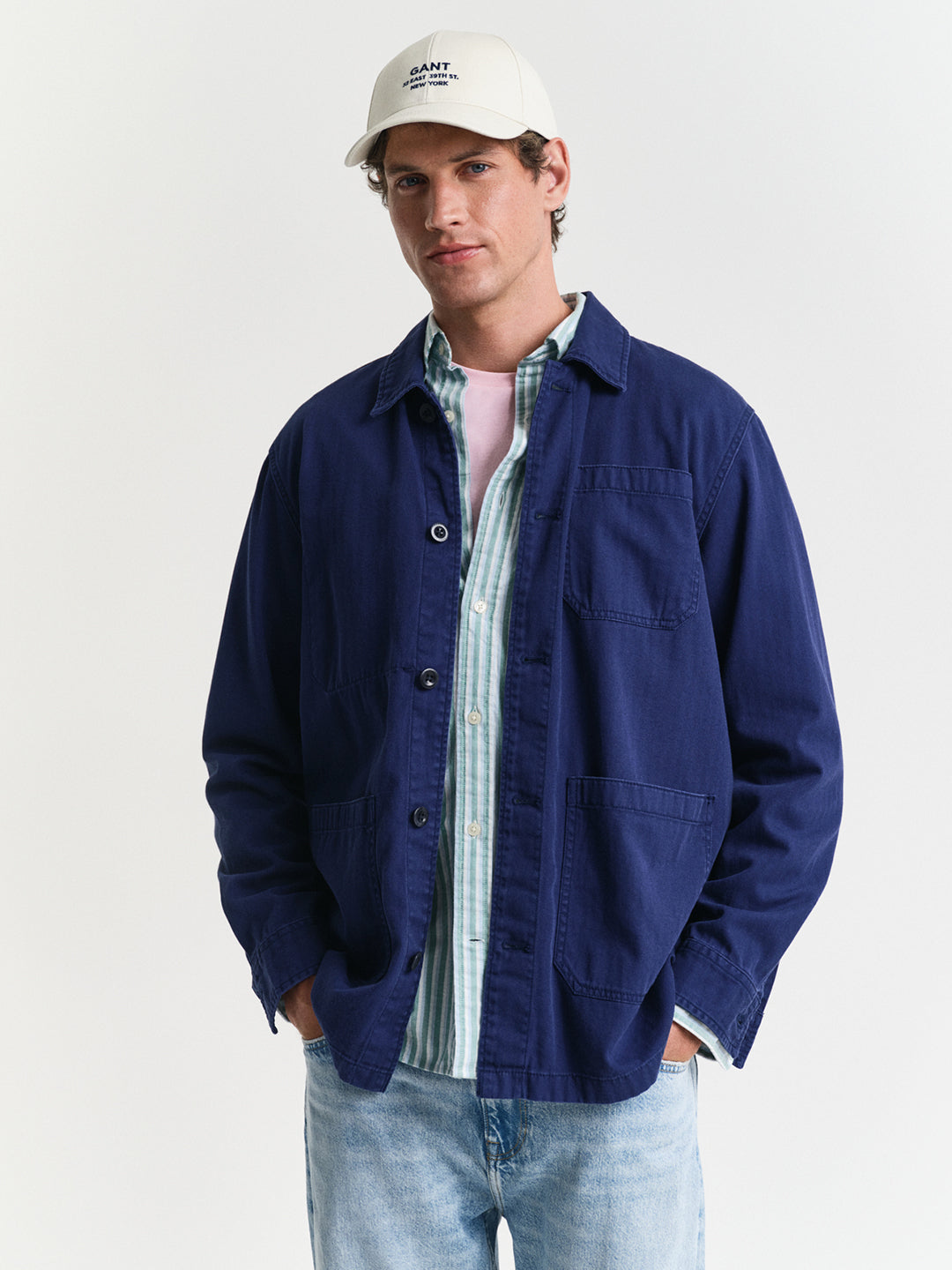 Gant Men Blue Spread Collar Full Sleeves Shirt