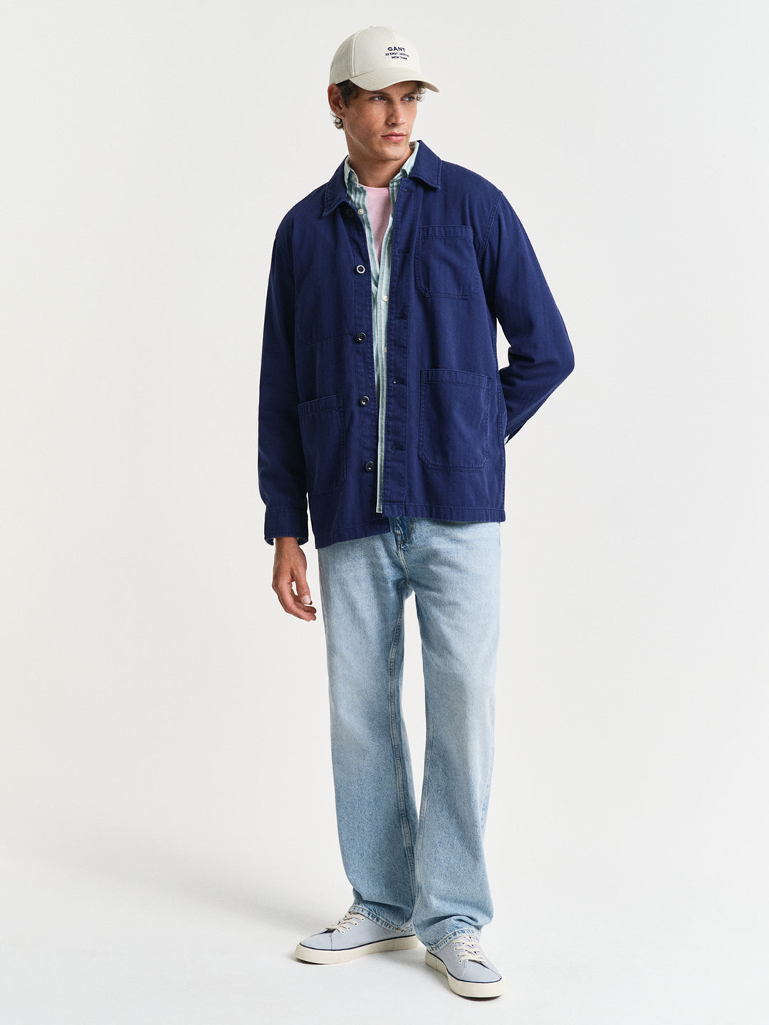 Gant Men Blue Spread Collar Full Sleeves Shirt