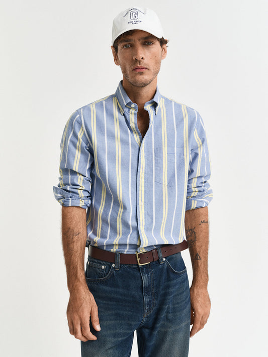 Gant Men Blue Button-Down Collar Full Sleeves Shirt