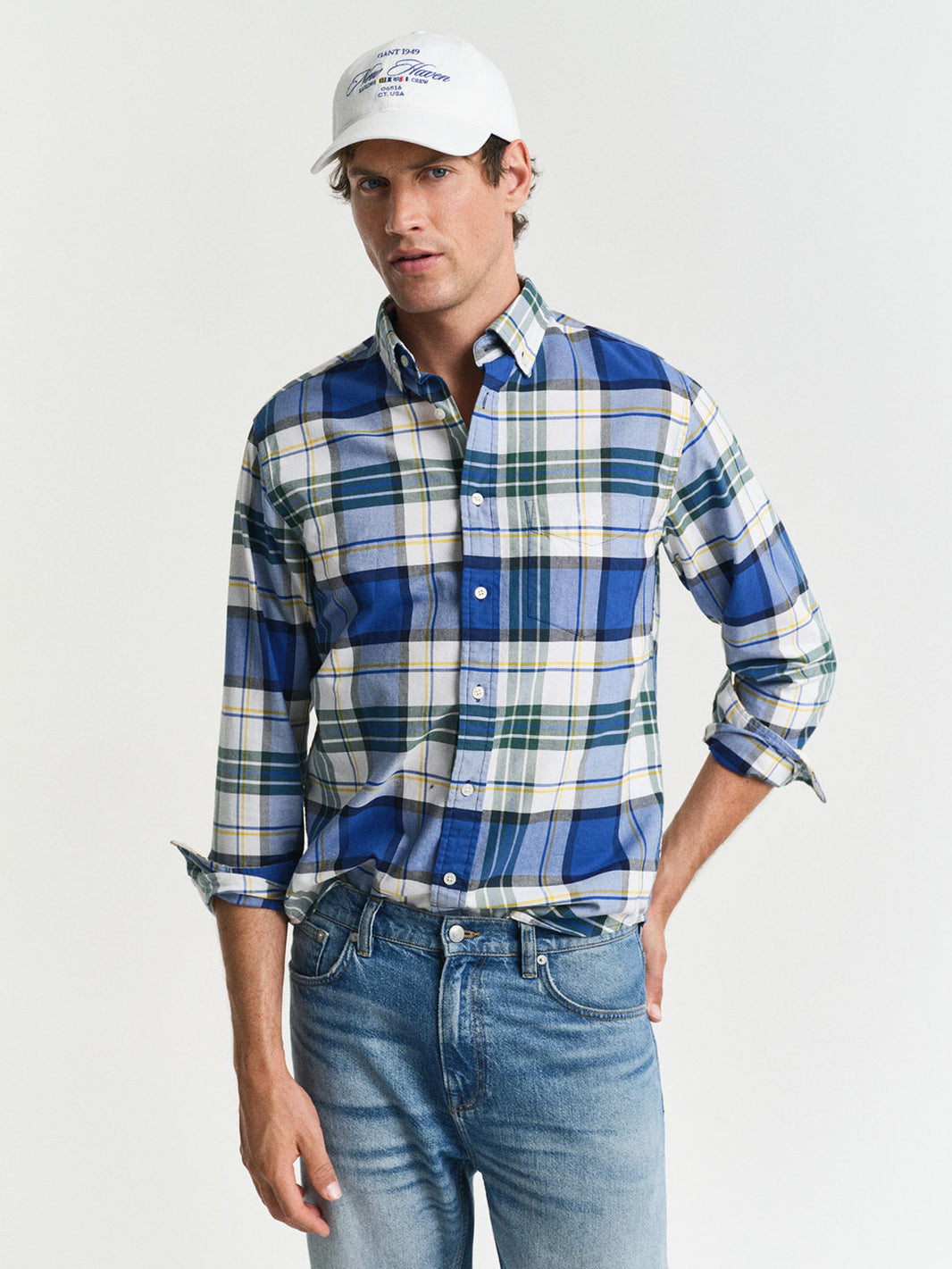 Gant Men Blue Check Collar Shirt