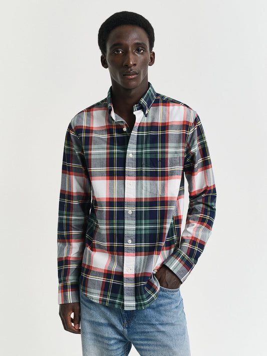 Gant Men Red Button-Down Collar Full Sleeves Shirt