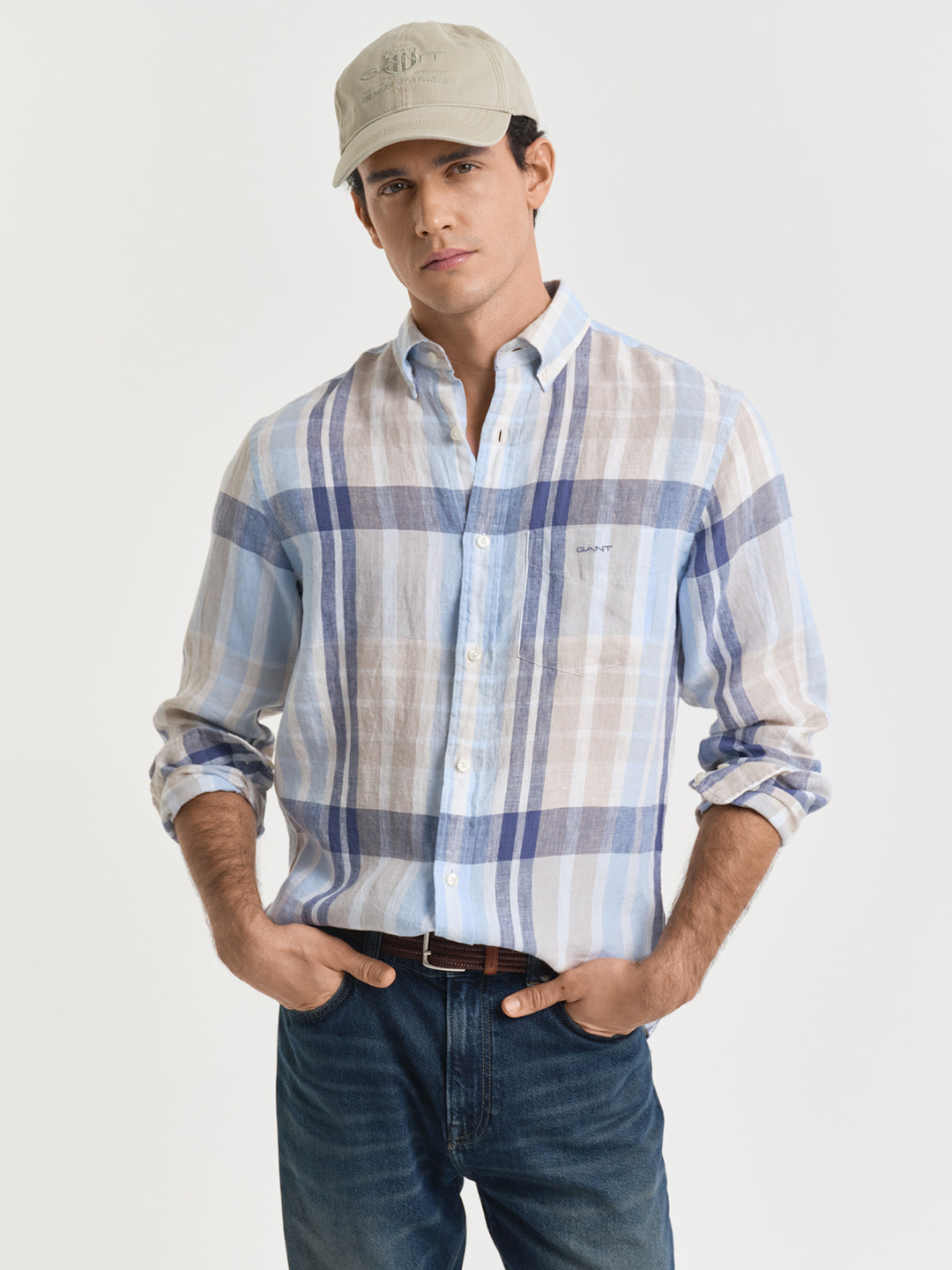 Gant Men Multi Regular Fit Checked Linen Shirt