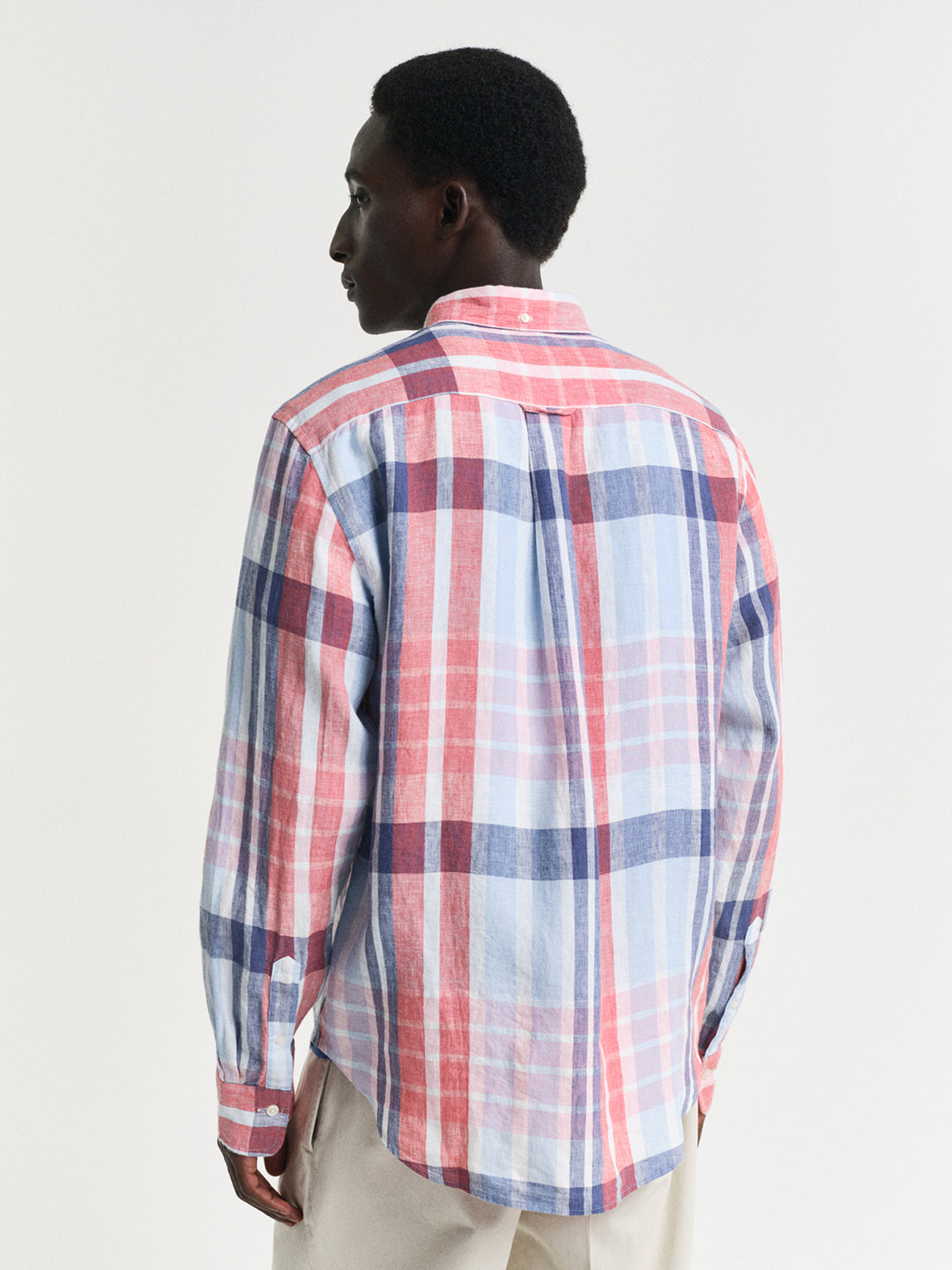 Gant Men Red Regular Fit Checked Linen Shirt