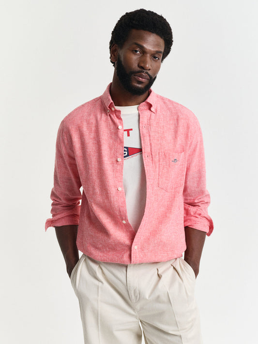 Gant Men Pink Solid Button-Down Collar Full Sleeves Shirt