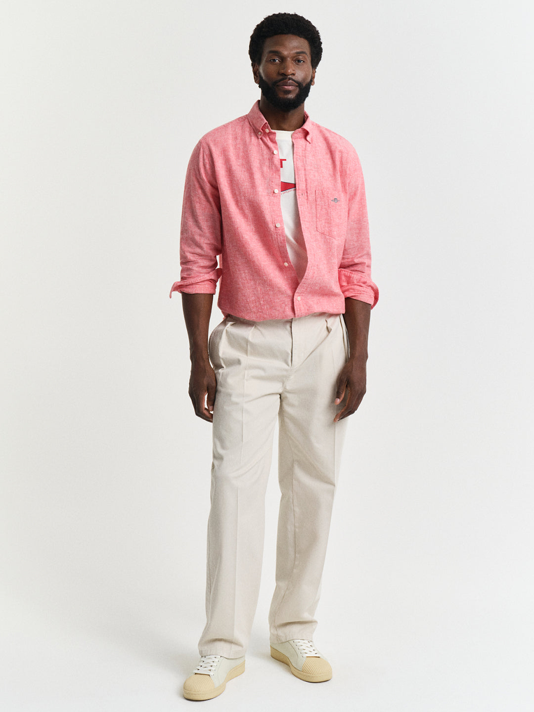 Gant Men Pink Solid Button-Down Collar Full Sleeves Shirt