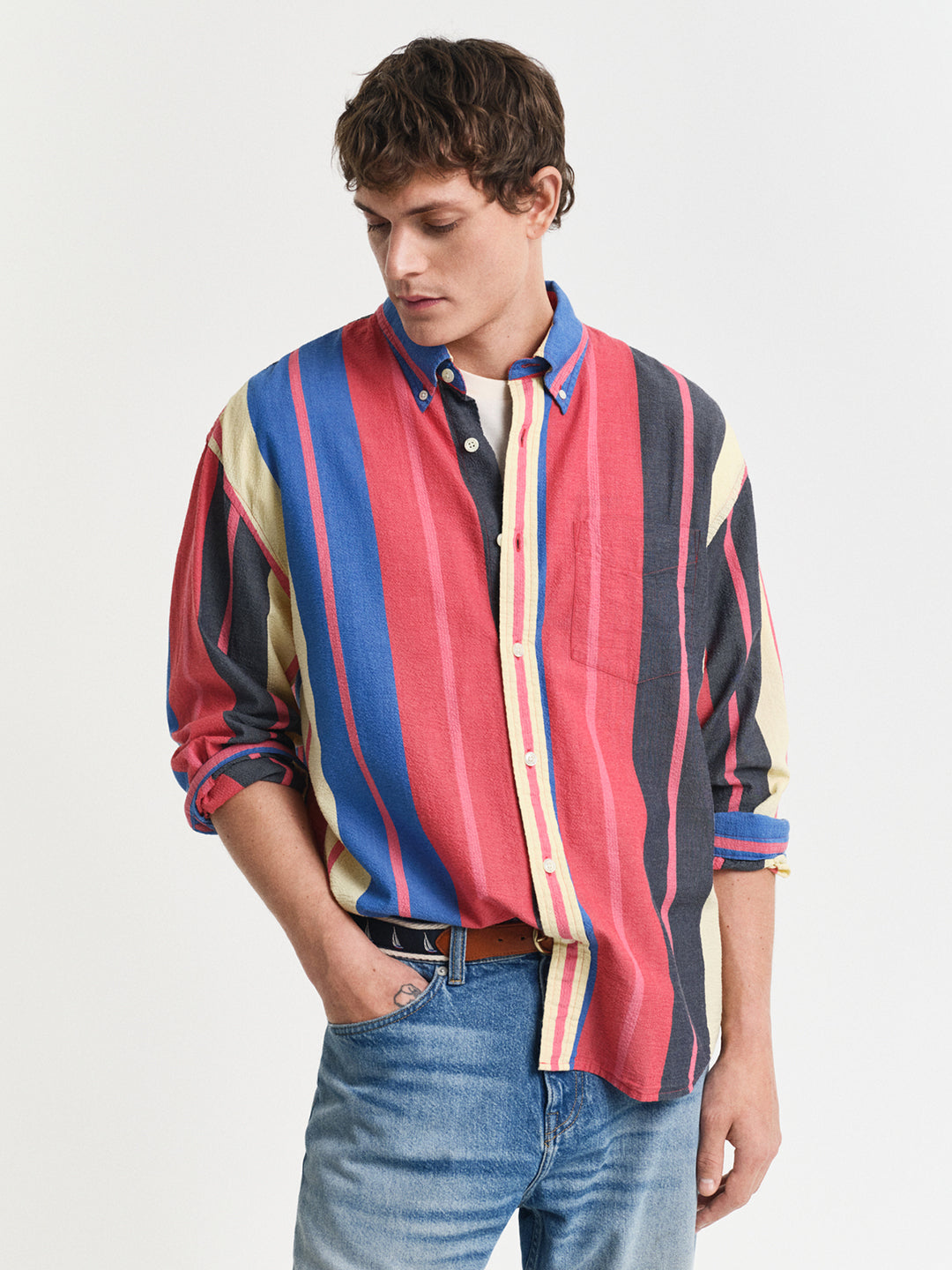 Gant Men Multicolor Striped Button-Down Collar Full Sleeves Shirt