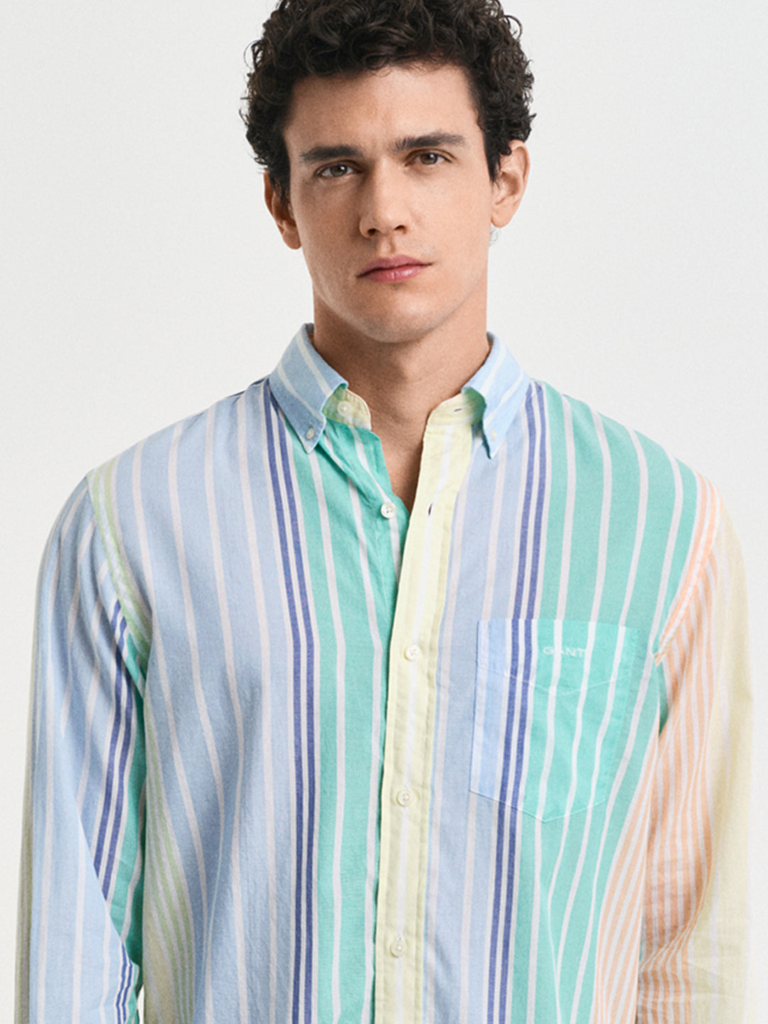 Gant Mens Multicolor Button Down Collar Full Sleeve Vertical Stripes Shirt