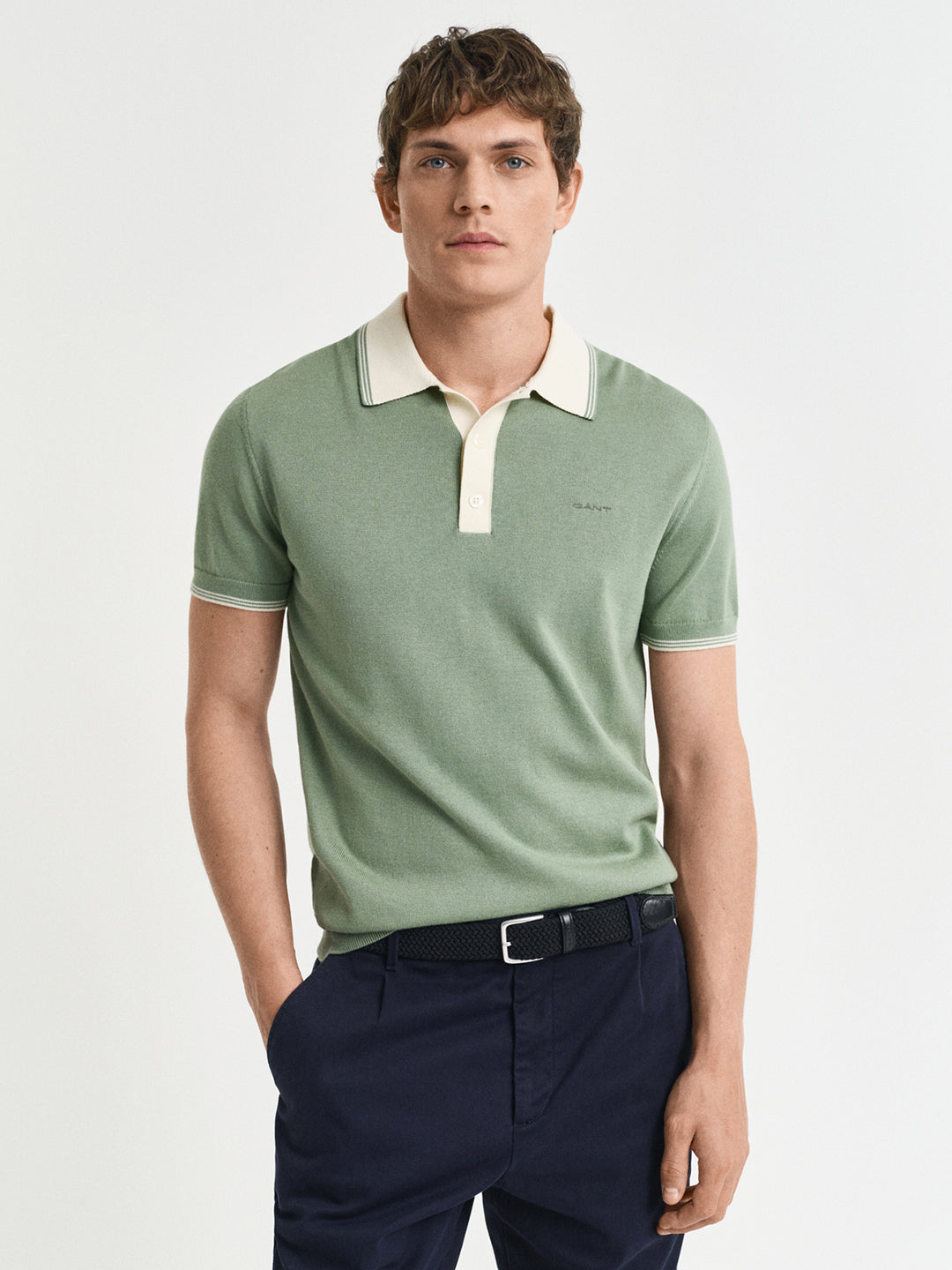 Gant Men Green Polo Collar Short Sleeves T-Shirt