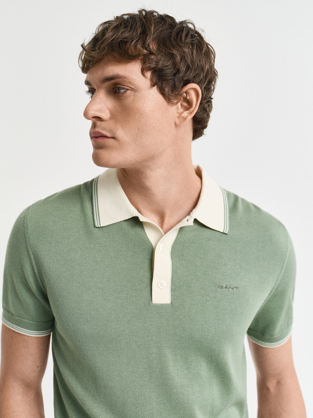 Gant Men Green Polo Collar Short Sleeves T-Shirt