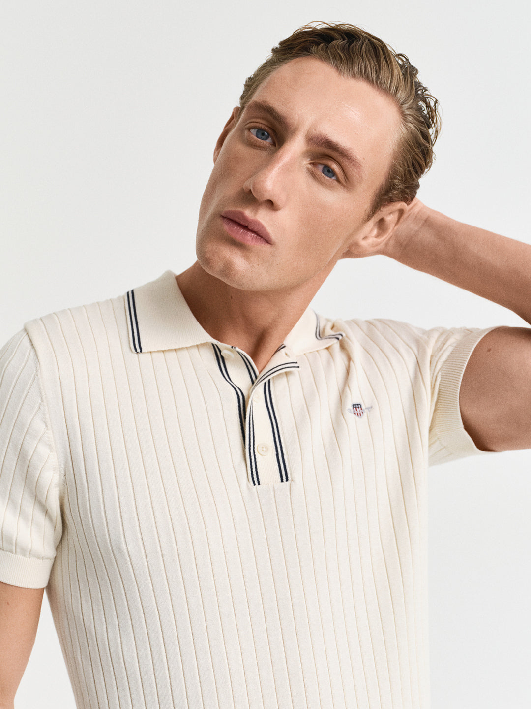 Gant Men Cream Polo Collar Short Sleeves Tshirt