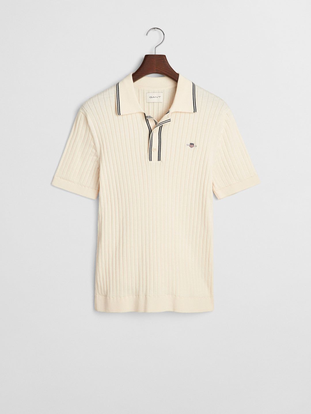 Gant Men Cream Polo Collar Short Sleeves Tshirt