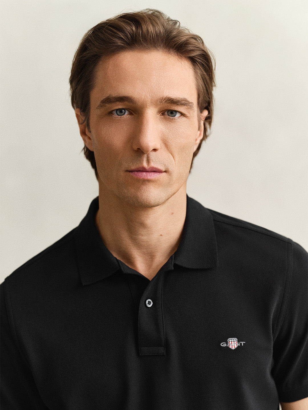 Gant Men Black Solid Regular Fit Shield Pique Polo T-Shirt