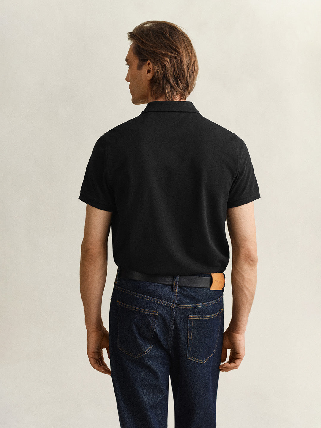 Gant Men Black Solid Regular Fit Shield Pique Polo T-Shirt