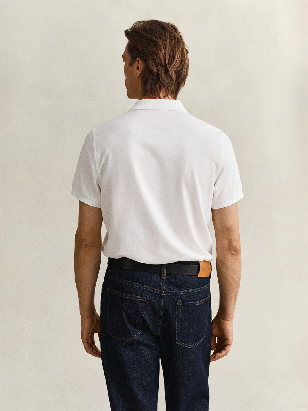 Gant Men White Solid Regular Fit Shield Pique Polo T-Shirt