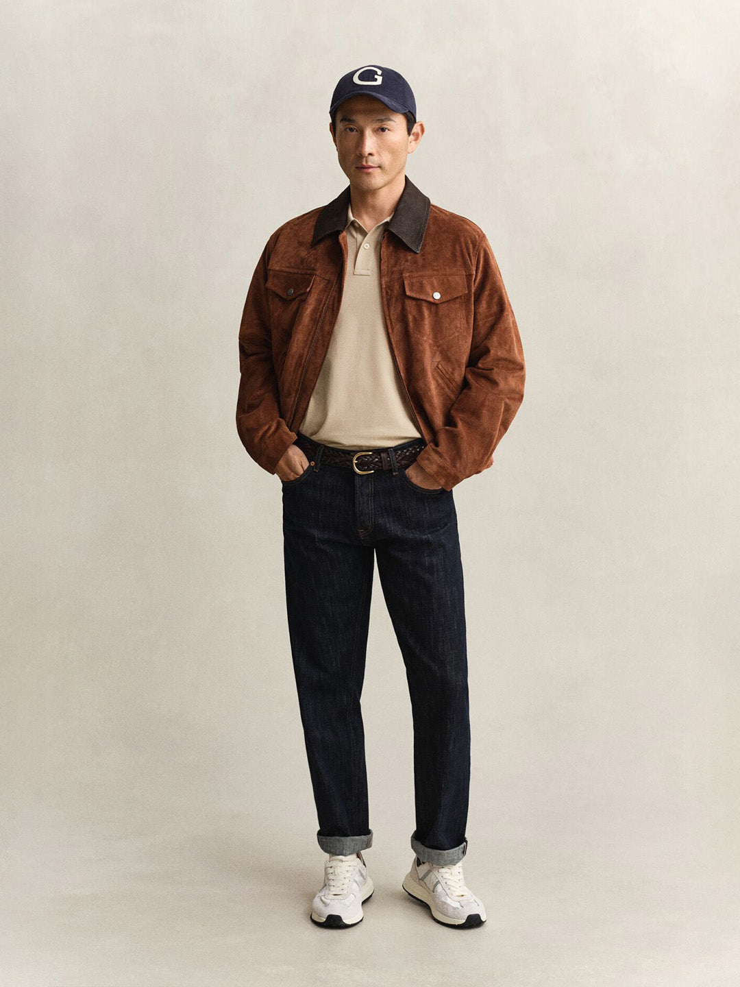 GANT Men Beige Regular Fit Pique Polo T-Shirt