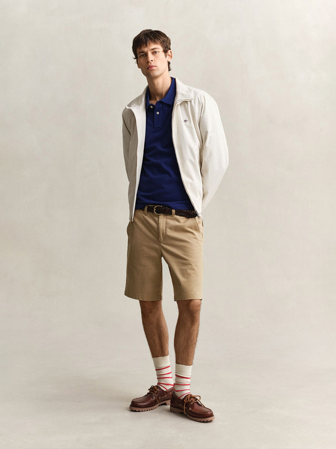 Gant Men Navy Blue Solid Regular Fit Polo T-Shirt
