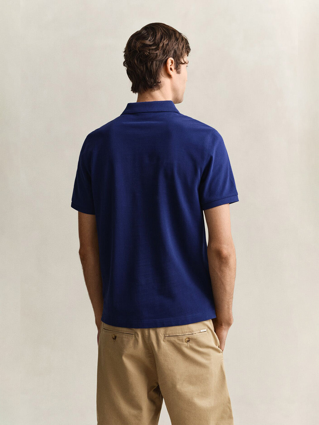 Gant Men Navy Blue Solid Regular Fit Polo T-Shirt