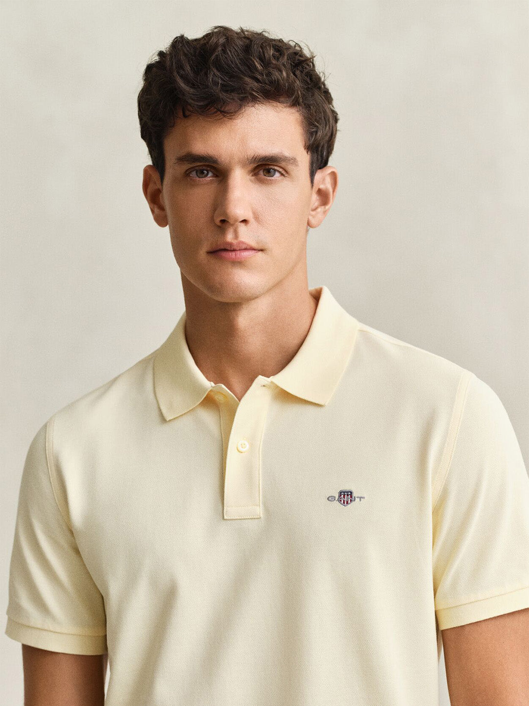 GANT Men Yellow Regular Fit Pique Polo T-Shirt