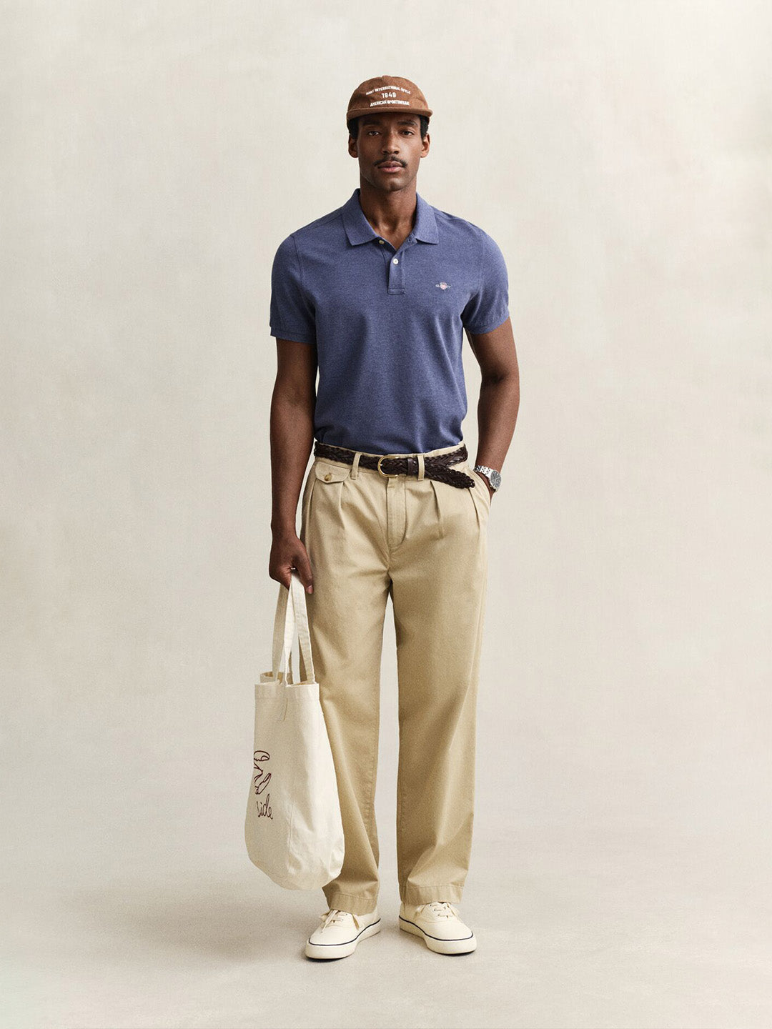 GANT Men Navy Blue Regular Fit Pique Polo T-Shirt