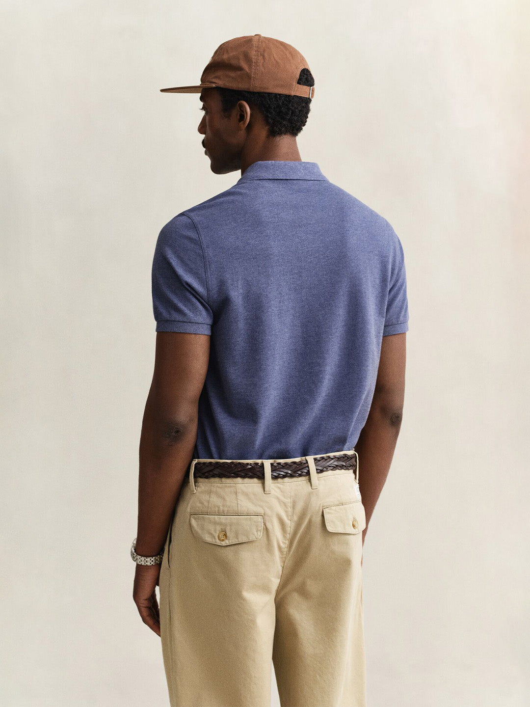 GANT Men Navy Blue Regular Fit Pique Polo T-Shirt