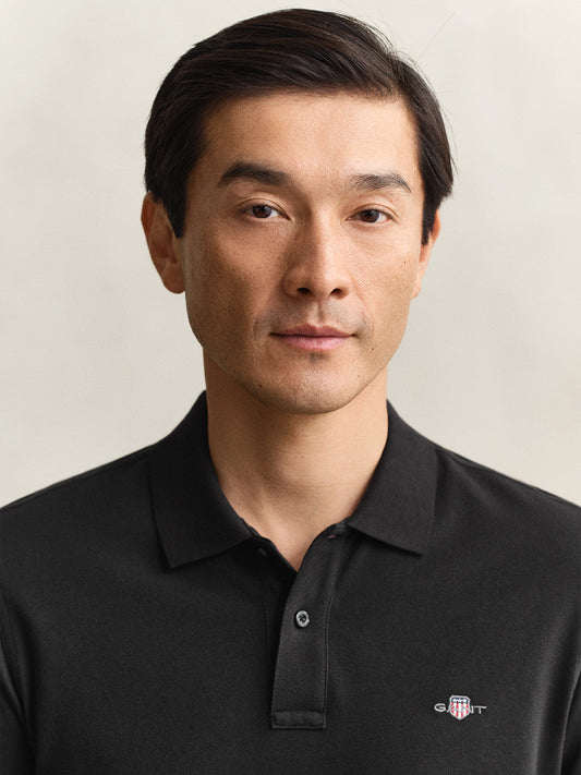 GANT Men Black Slim Fit Pique Polo T-Shirt