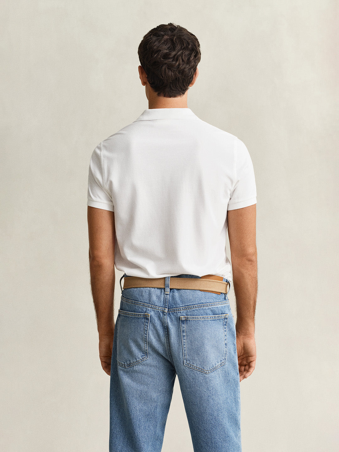 GANT Men White Slim Fit Pique Polo T-Shirt