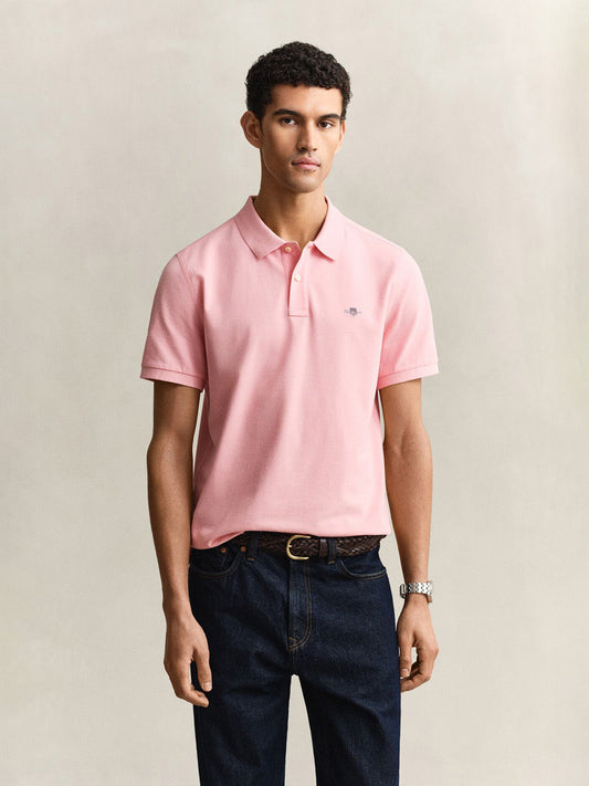 GANT Men Pink Slim Fit Pique Polo T-Shirt