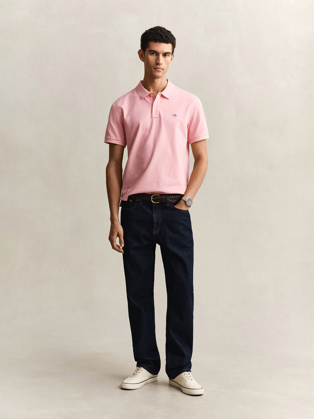 GANT Men Pink Slim Fit Pique Polo T-Shirt